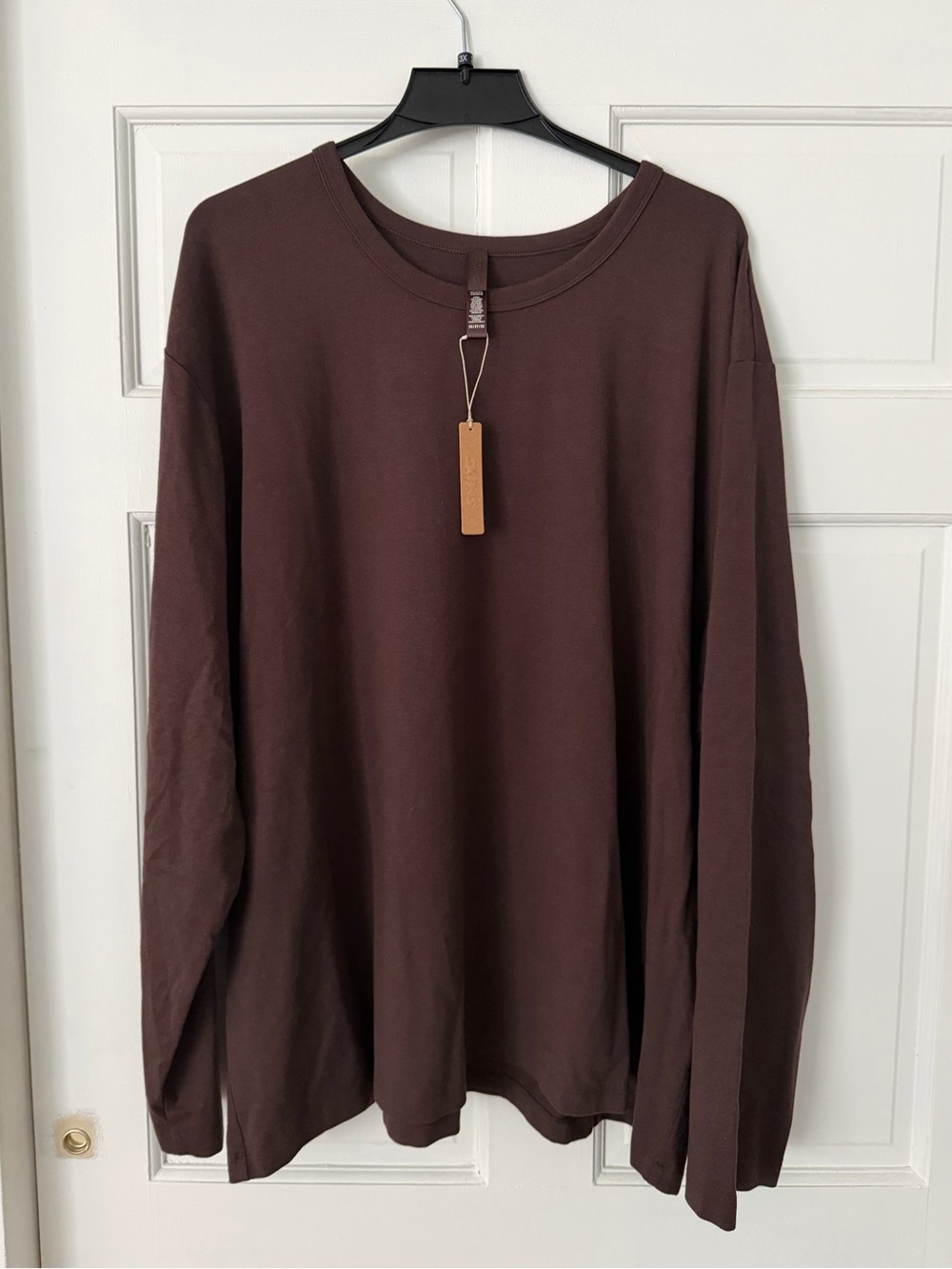 SKIMS Mens Lounge Jersey Long Sleeve Shirt Expresso Brown 3X